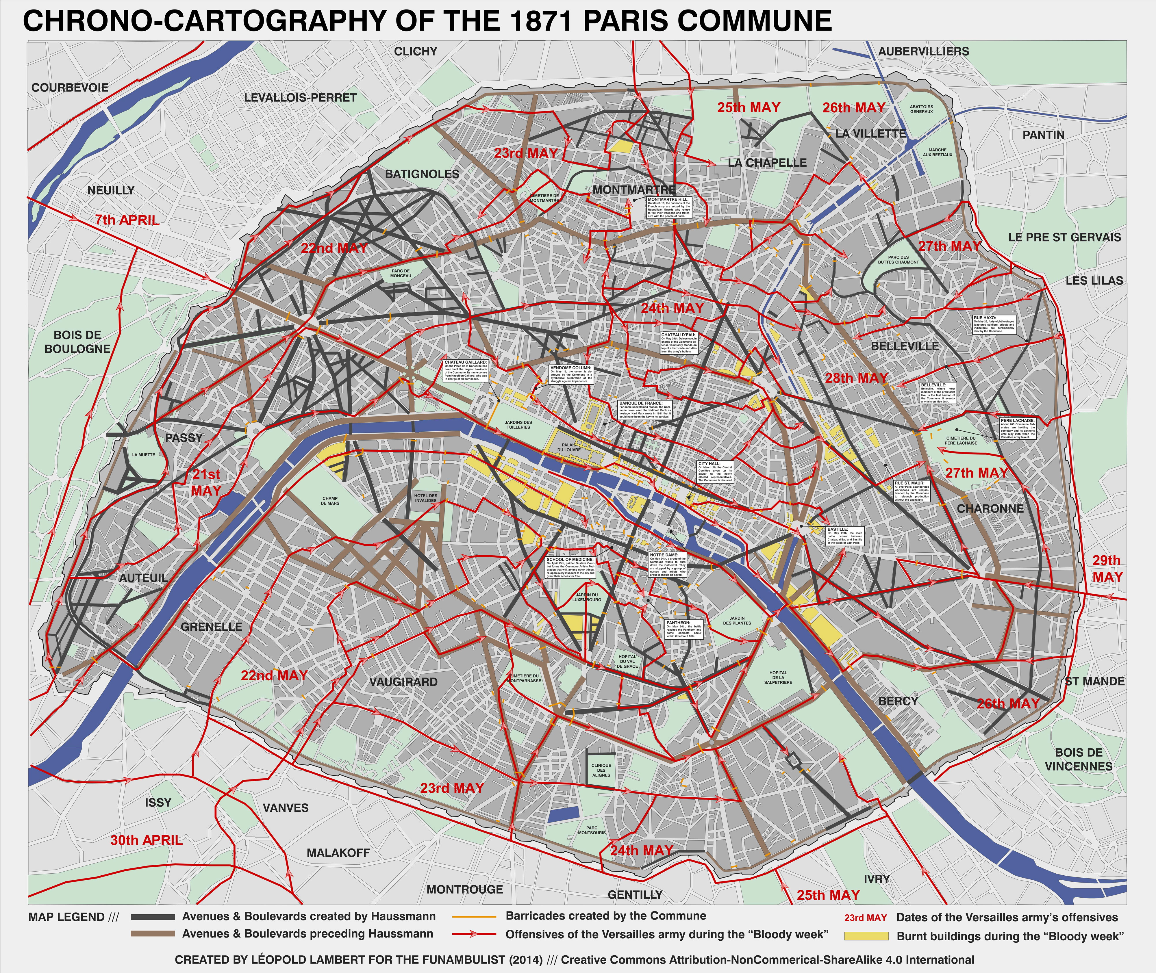 Map showing the French assault on Paris, 1871