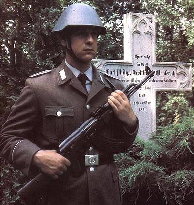 an East German soldier guarding Clausewitz's tomb